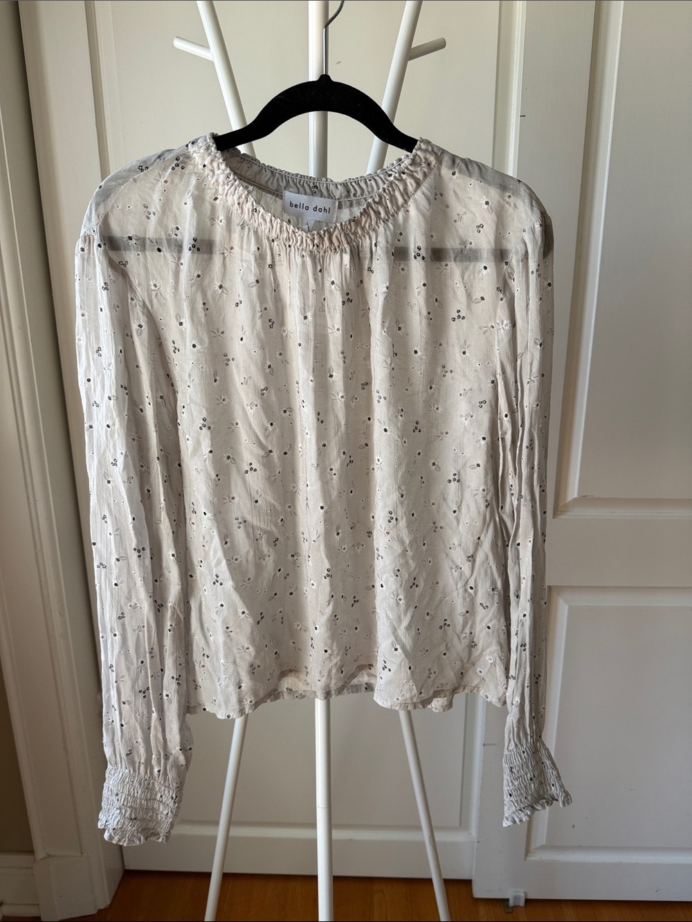Bella Dahl Cream Floral Long-Sleeve Peasant Top
